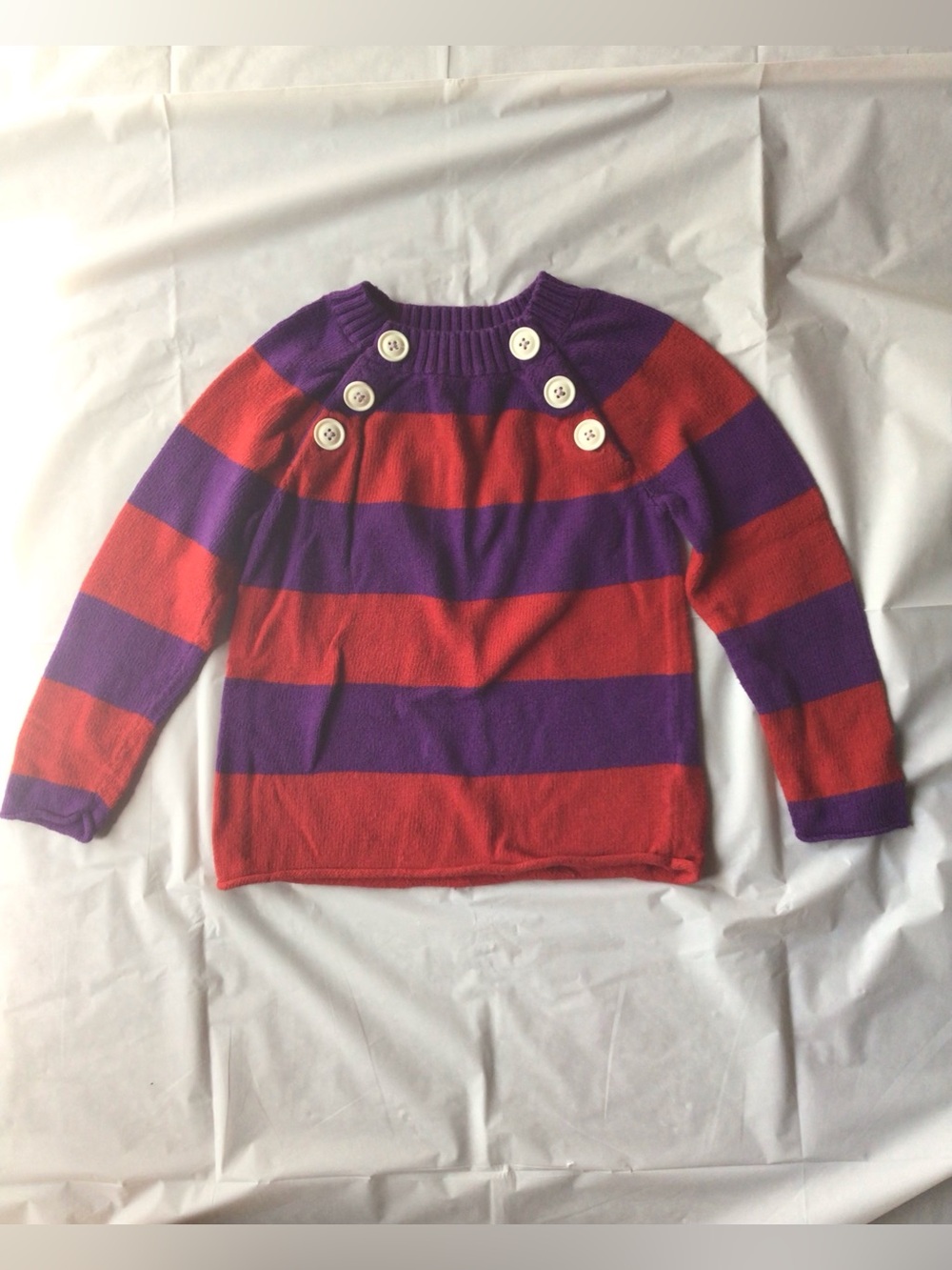 GAP Baby Gap Purple and Red Striped Sweater with Shoulder Buttons